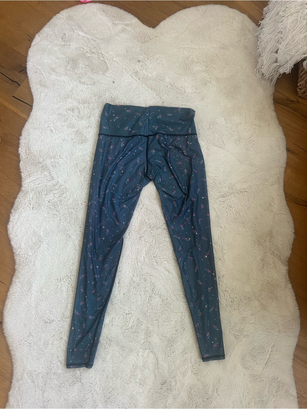 teeki blue Leggings with Pink Floral Print